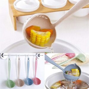 2 In 1 Long Handle Soup Spoon with Strainer Cooking Shovels