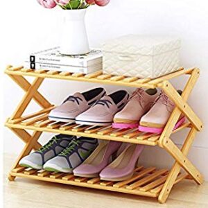 3 layer Household Folding Wooden Shoes Storage Shelf