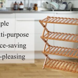 4 layer Household Folding Wooden Shoes Storage Shelf