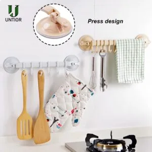 6 Hook Clothes Towel Rack Wall corner Suction Cup Bathroom Storage Holder Kitchen Organizer PVC Sucker Hanger Multi-Purpose Hook