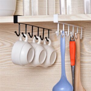 Cabinet Under Shelf 6 Hooks Iron Hanging Rack