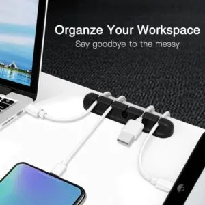Alternative view of 2Pcs Cable Organizer Silicone USB Cable Winder Desktop Tidy Management Clips
