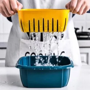 Double Layer Storage Drain Bowl Basket with Lid