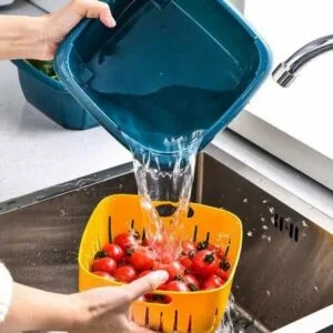 Alternative view of Double Layer Storage Drain Bowl Basket with Lid