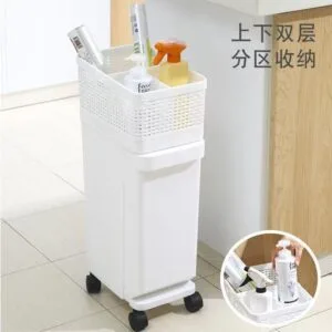 Movable Kitchen Trolley With Garbage Bin