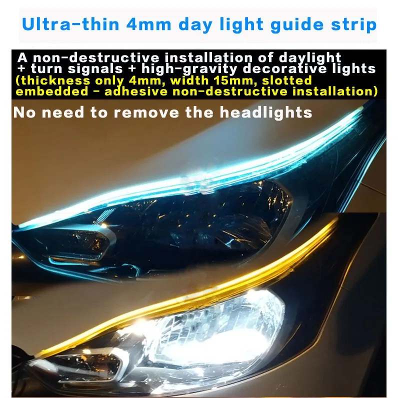 2 Pcs New DRL Ultra-thin flow light strip Flowing light bar - Image 5