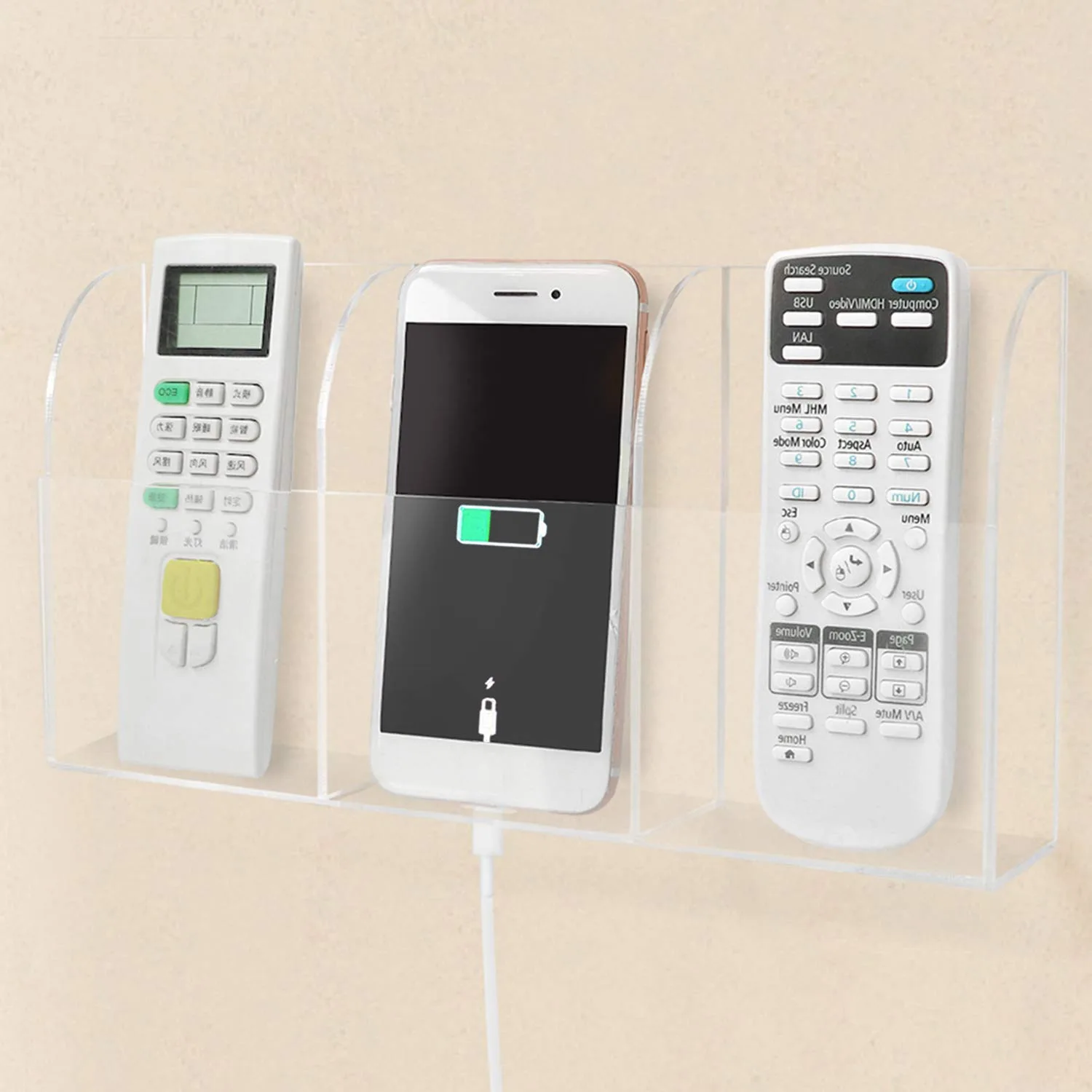 Remote Control and Mobile Holder with Charging Pin Hole-Wall Mount - Image 5