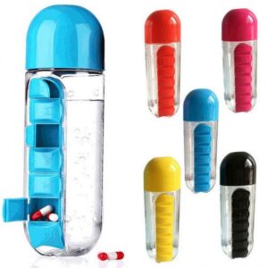 Sports Plastic Water Bottle Combine Daily Pill Boxes Organizer