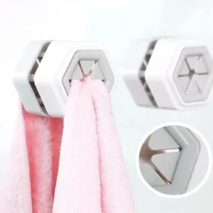 Alternative view of Wall Mounted Push In Towel Holder Bathroom Kitchen Self Adhesive Tea Towels Clip