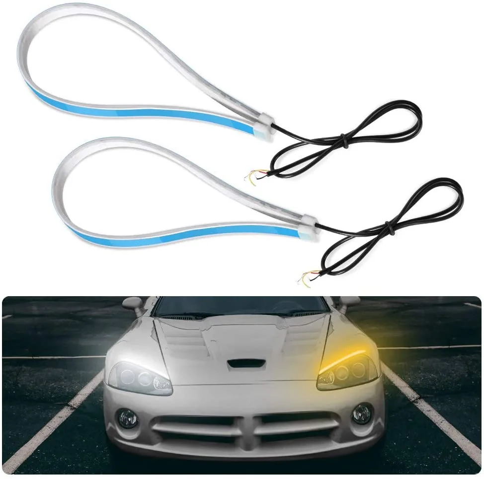 2 Pcs New DRL Ultra-thin flow light strip Flowing light bar - Image 2