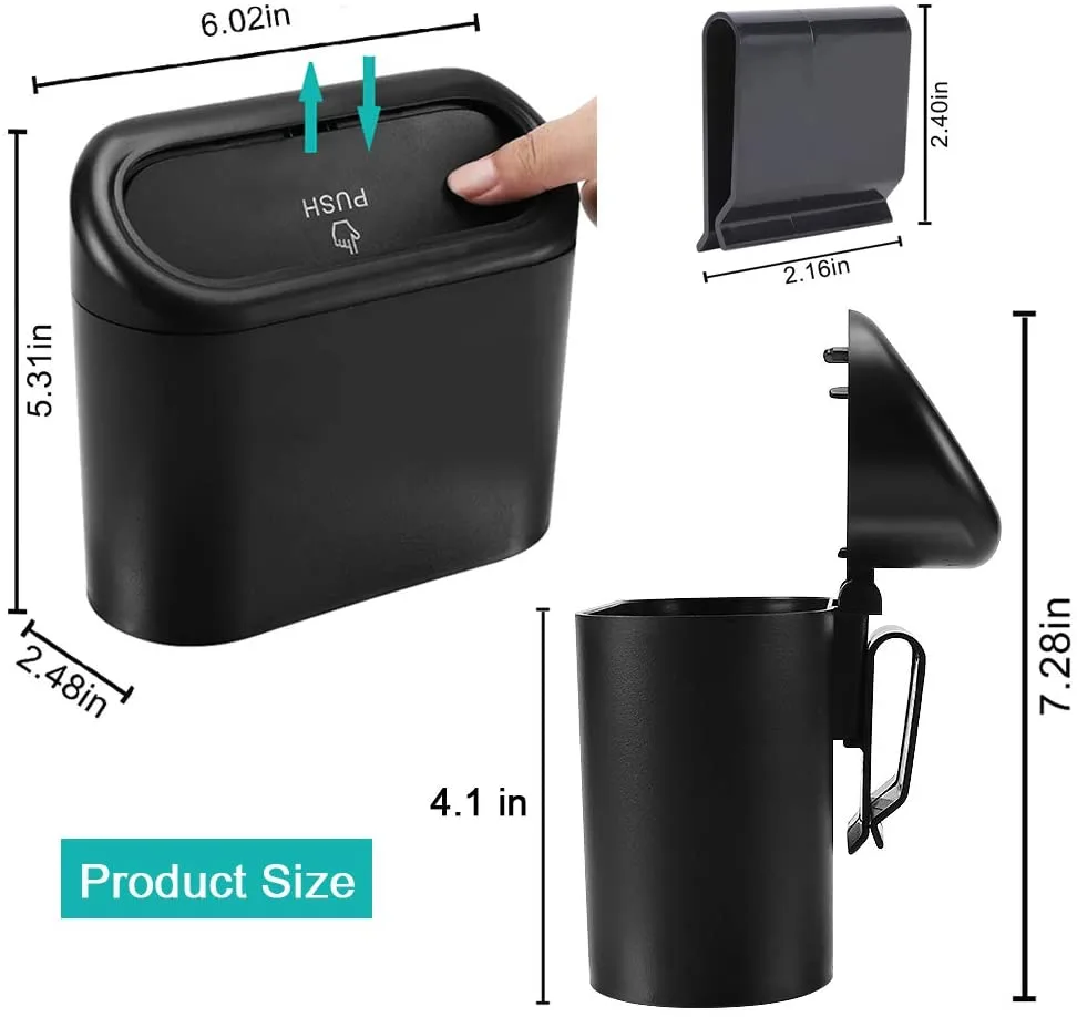 Car Mini Dustbin With Lid, Garbage Organizer - Image 3
