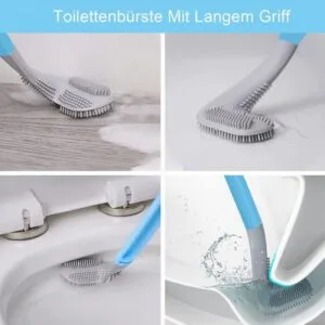 Alternative view of Curved Shape Silicone Toilet Brush With Flexible Bristles And Non-Slip Long Handle