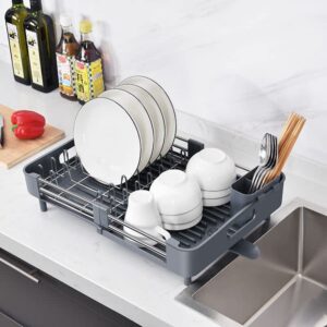 Extendable Dish Plates Rack, Dual Part Dish Drainers