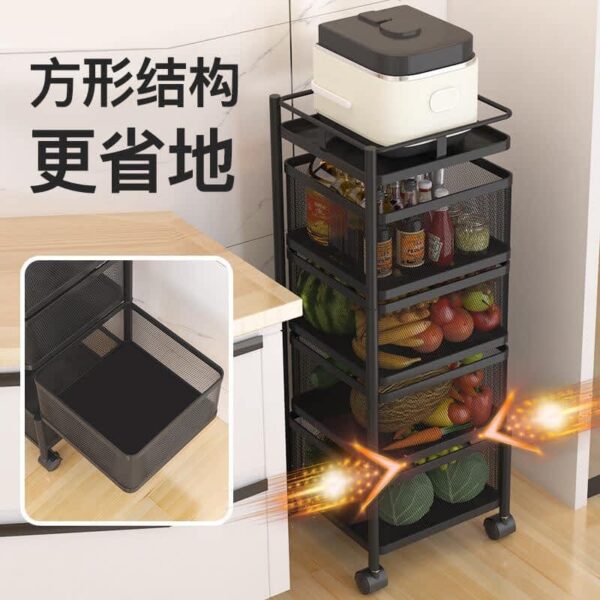 Kitchen Vegetable Rotating Trolley