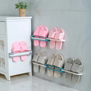 Slippers Rack Hanging Shoe Organizers,3 In 1 Folding Holder Shoes Hanger Wall Mounted Shoe And Bathroom Towel Organizer Rack