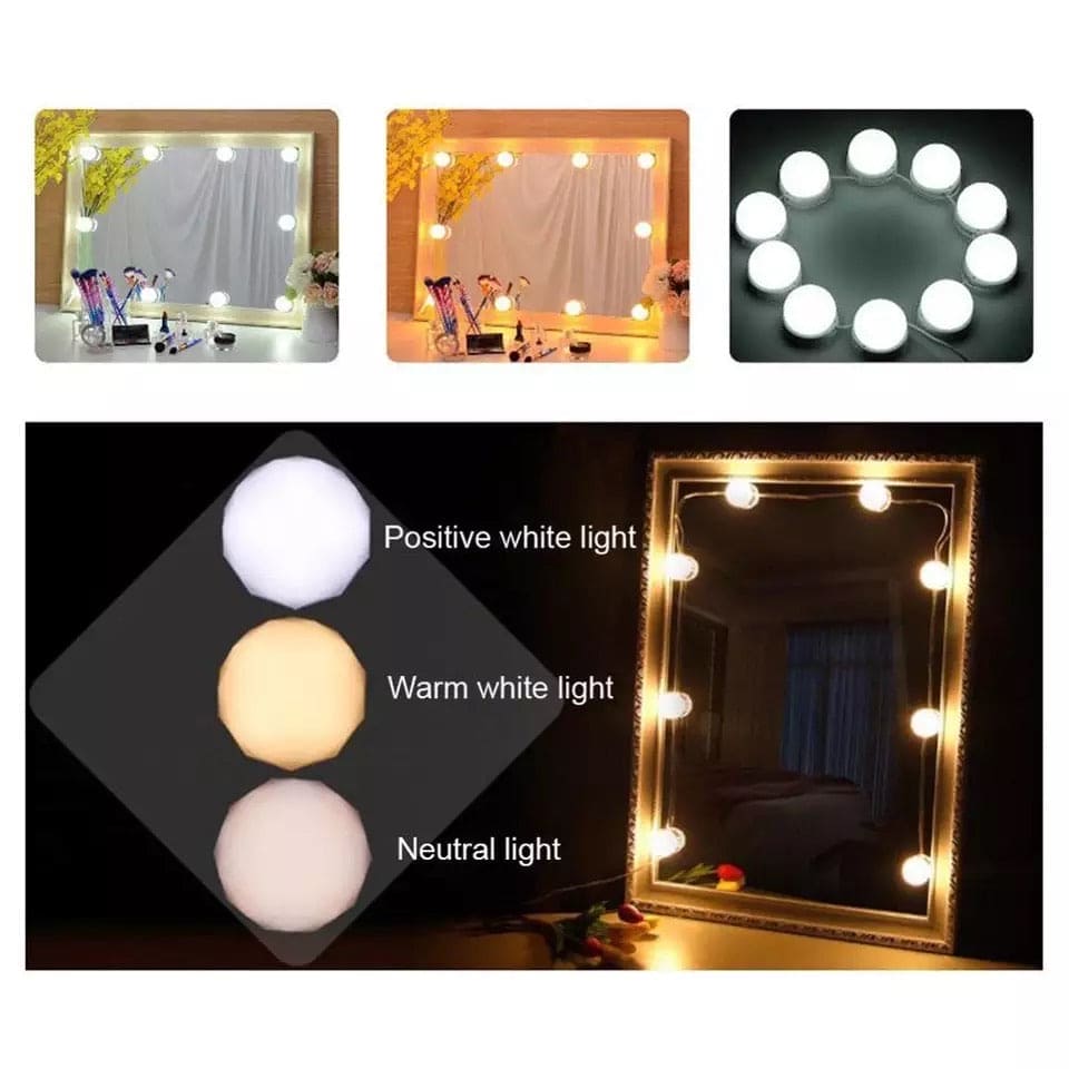 10-Bulb Vanity Mirror Lights – 3 Light Modes, Box Packed - Image 3