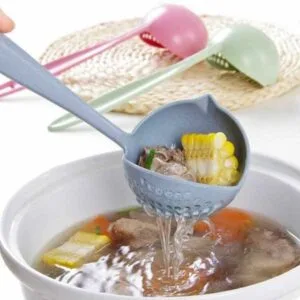 Alternative view of 2 In 1 Long Handle Soup Spoon with Strainer Cooking Shovels