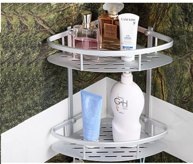 2 Layer Aluminum Bathroom Corner Rack - Image 2