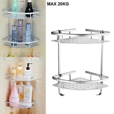 2 Layer Aluminum Bathroom Corner Rack - Image 3