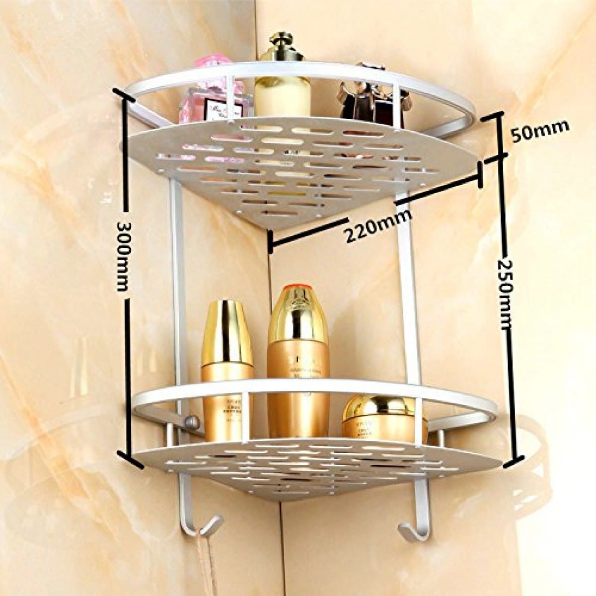 2 Layer Aluminum Bathroom Corner Rack - Image 4