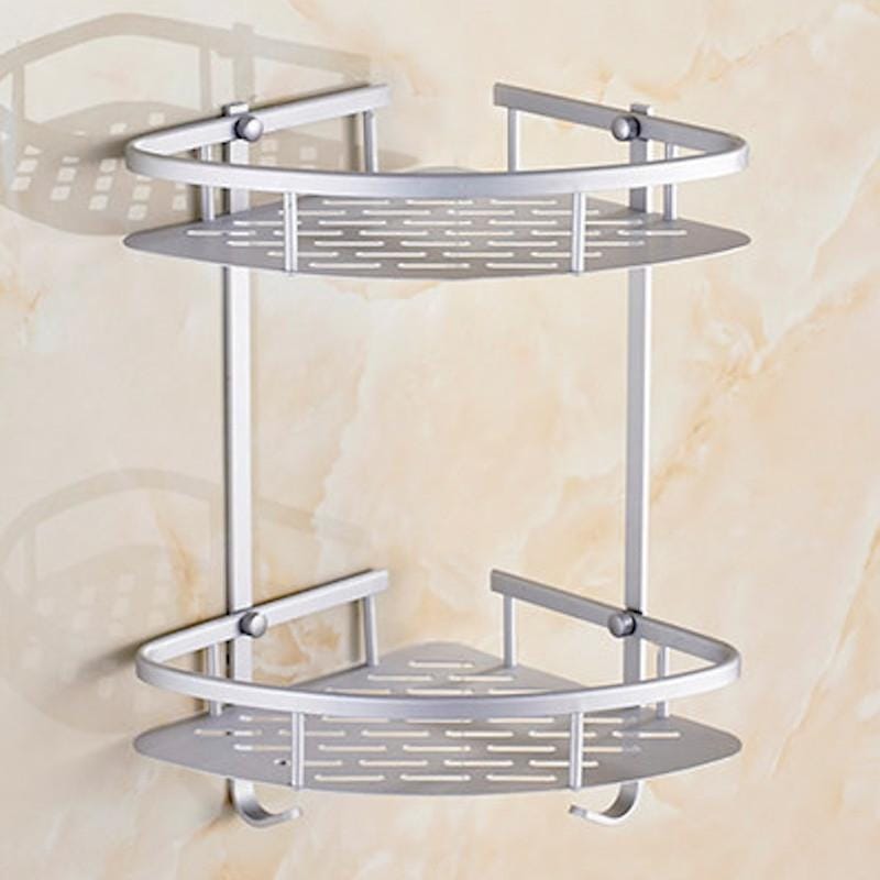 2 Layer Aluminum Bathroom Corner Rack