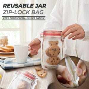 Alternative view of 6 Piece Reusable Mason Bottle Shape Ziplock Bag