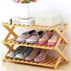 3 layer Household Folding Wooden Shoes Storage Shelf