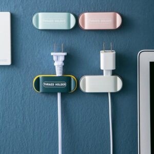 4 Pcs Wall Mounted Hooks Wall Storage Hooks Cable Organizer Strong Adhesive Hook Power Plug Hook Socket Hanger Holder
