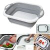 4 in 1 Multi-Board Collapsible Folding Sink Cutting Board & Portable Fruit Vegetable Drain Basket for Kitchen
