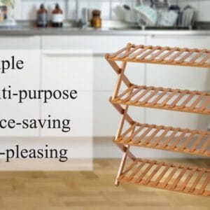 4 layer Household Folding Wooden Shoes Storage Shelf