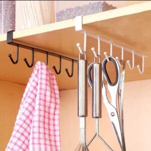 Alternative view of Cabinet Under Shelf 6 Hooks Iron Hanging Rack