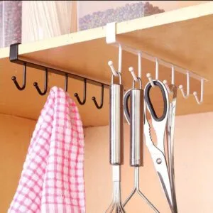 Alternative view of Cabinet Under Shelf 6 Hooks Iron Hanging Rack