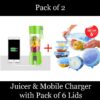 (Combo Deal) Portable Juicer (6 Blade) + 6 Pack Silicone Stretch Lids