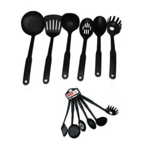Pack of 6 – Non-Stick Cooking Spoon Set – Black
