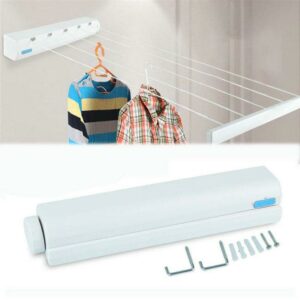 Wall Mounted 4-Line Retractable Clothesline Rope 3.2M