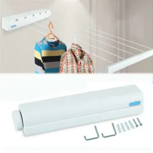 Wall Mounted 4-Line Retractable Clothesline Rope 3.2M