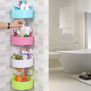 Triangle Bath and Kitchen Corner Storage Shelf with Suction Cup 1 Piece