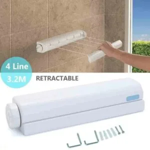 Alternative view of Wall Mounted 4-Line Retractable Clothesline Rope 3.2M