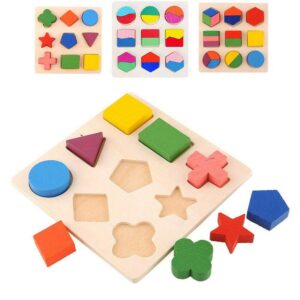 Wooden Geometric Shapes Sorting Math Montessori Puzzle Preschool Learning Educational Game Baby Toddler Toys for Children