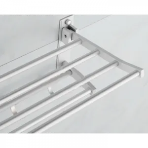 Alternative view of Aluminium Bathroom Foldable Towel Rack With Hooks