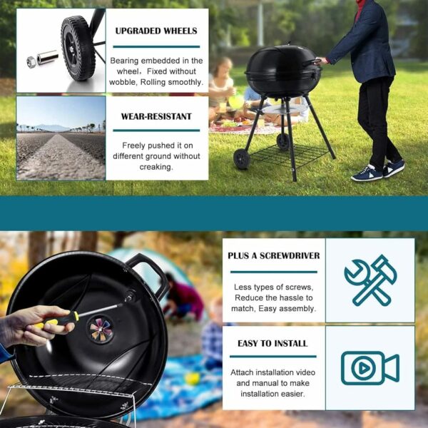 Football Sytle Bar B Que Grill and Oven with Moving Stand
