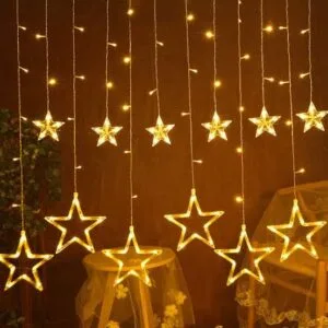 Alternative view of 138 LED Plastic Star Curtain String Light for Decoration with 8 Hanging Modes (Warm White)