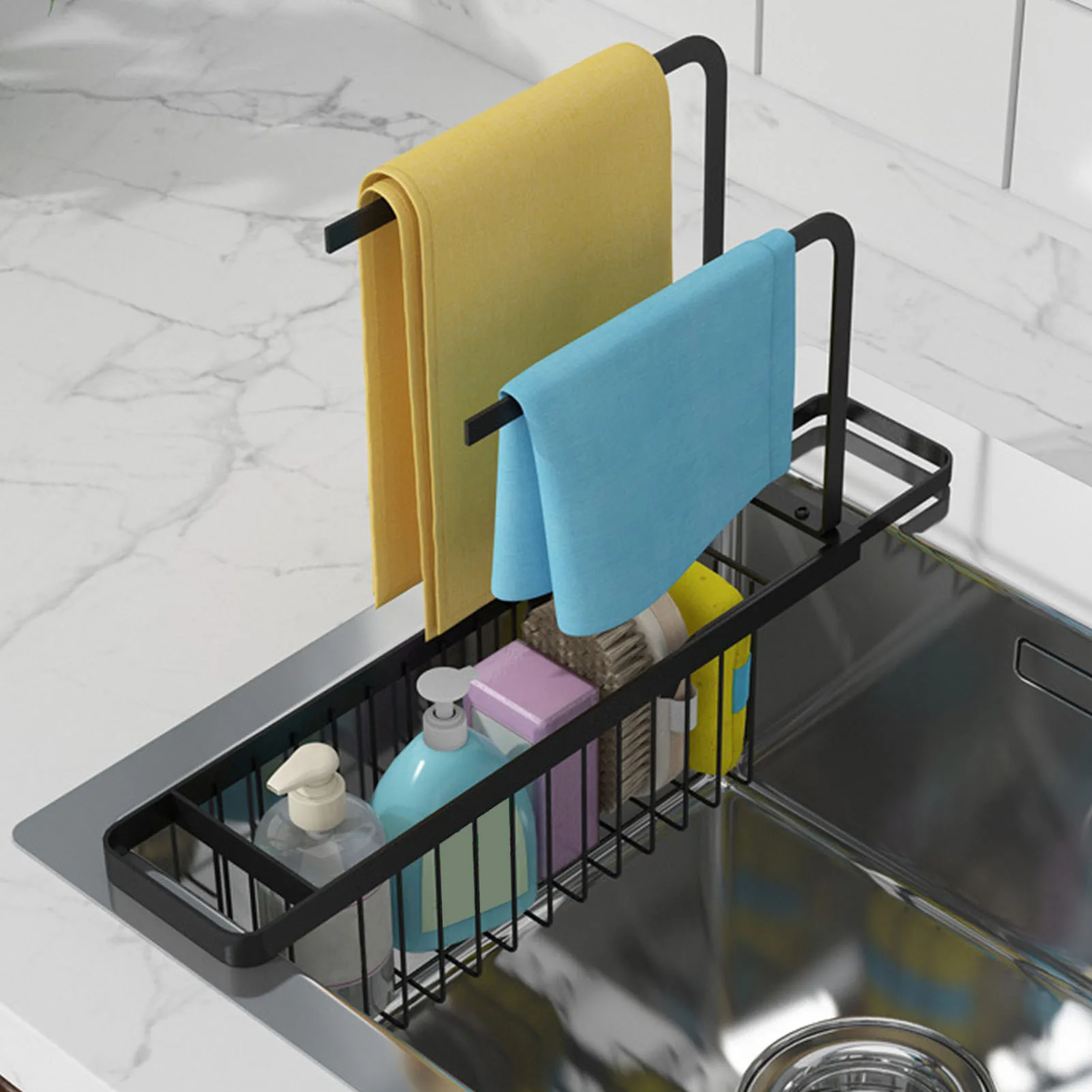 Telescopic Sink Drainer Rack Adjustment