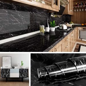 Pack of 3 Self Adhesive Marble Sheet for Kitchen / Waterproof Anti Oil & Heat Resistant Wallpaper Sheet (2 Feet x 6.5 feet)