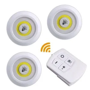 Alternative view of Set of 3 LED lamps with remote control, battery operated, for bathroom, kitchen, bedside table, wardrobe.