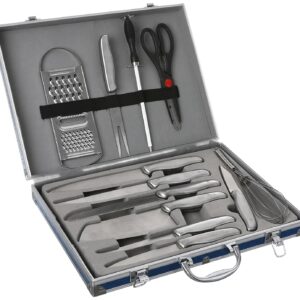 Stainless Steel Knife Set with Briefcase - Silver, 12 Pieces