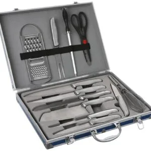 Stainless Steel Knife Set with Briefcase - Silver, 12 Pieces