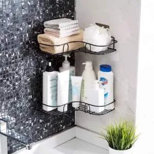 Alternative view of Self-Adhesive Metal Corner Rack For Bathroom & Kitchen