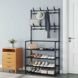 Multifunctional 4 Layers Shoe & Coat Rack, Metal Storage Rack