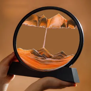 Moving Sand Art Picture Round Glass 3D Deep Sea Sandscape In Motion